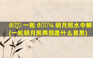 🦋 一轮 🌼 明月照水中解签(一轮明月照两郊是什么意思)